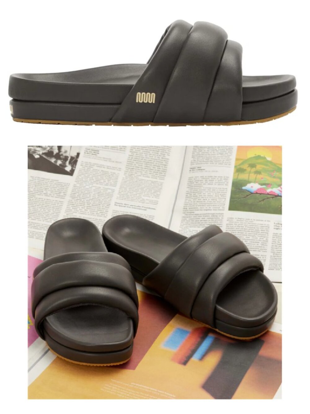 Commbi Softie Slide Sandal Vegan Leather Unisex Faded Black Size 8 - Like New - Picture 9 of 16